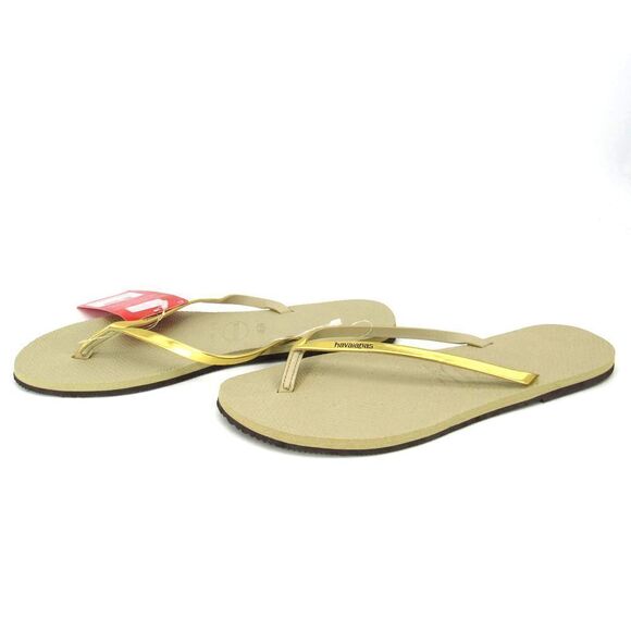 Havaianas Sand Gray Gold Flip Flop Sandals SZ 11/12 - Picture 3 of 9
